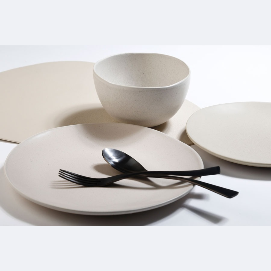 סט צלחות 18 חלקים - STONE WARY CREAM קרמיקה קרם