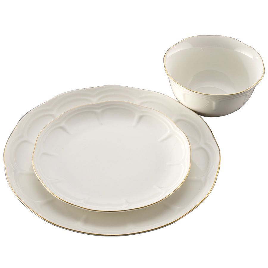 סט צלחות אוכל 18 חלקים NEW BON CHINA JANE GOLD