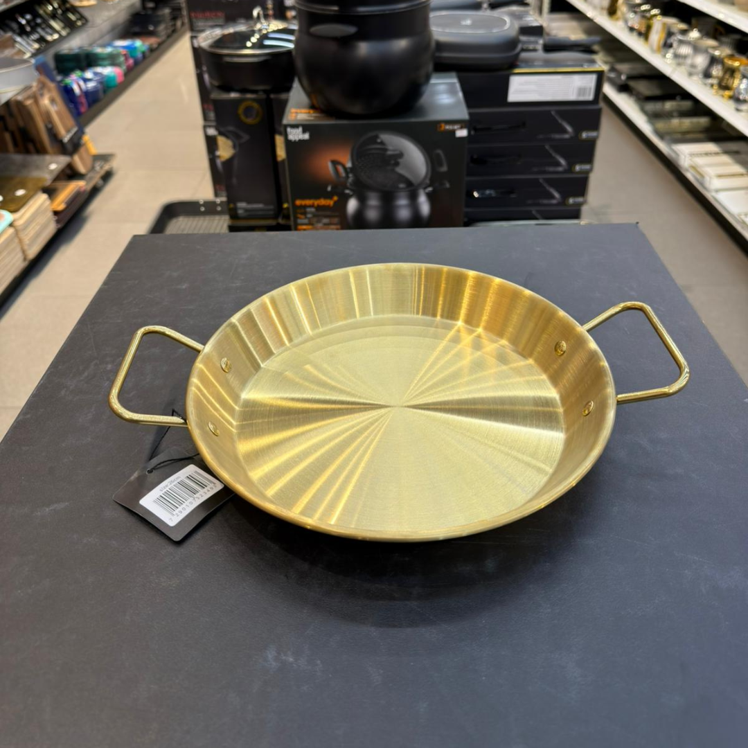 מחבת נירוסטה זהב + ידיות 24 ס״מ גובה 3 ס״מ