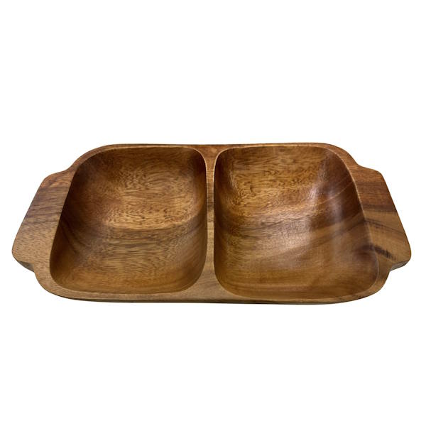 צלחת עץ מלבנית מחולקת 2 תאים CutterPeeler