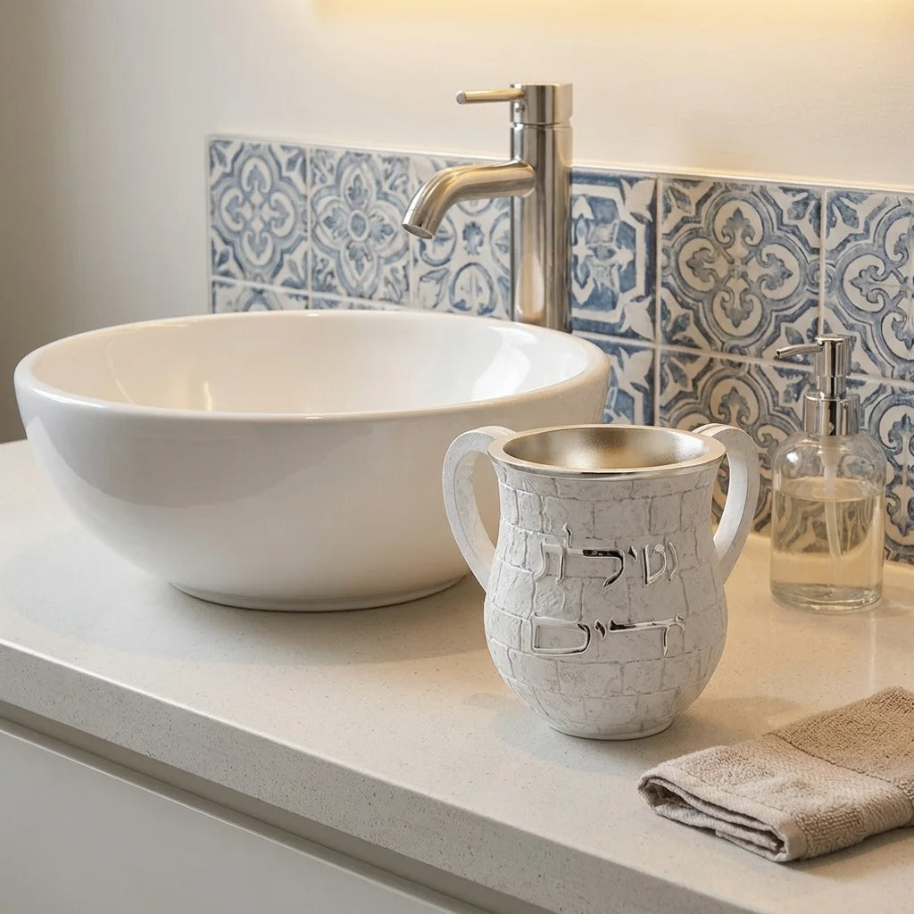 נטלה - מהודרת מפולימר ציפוי כסף 'נטילת ידים' 14 ס"מ