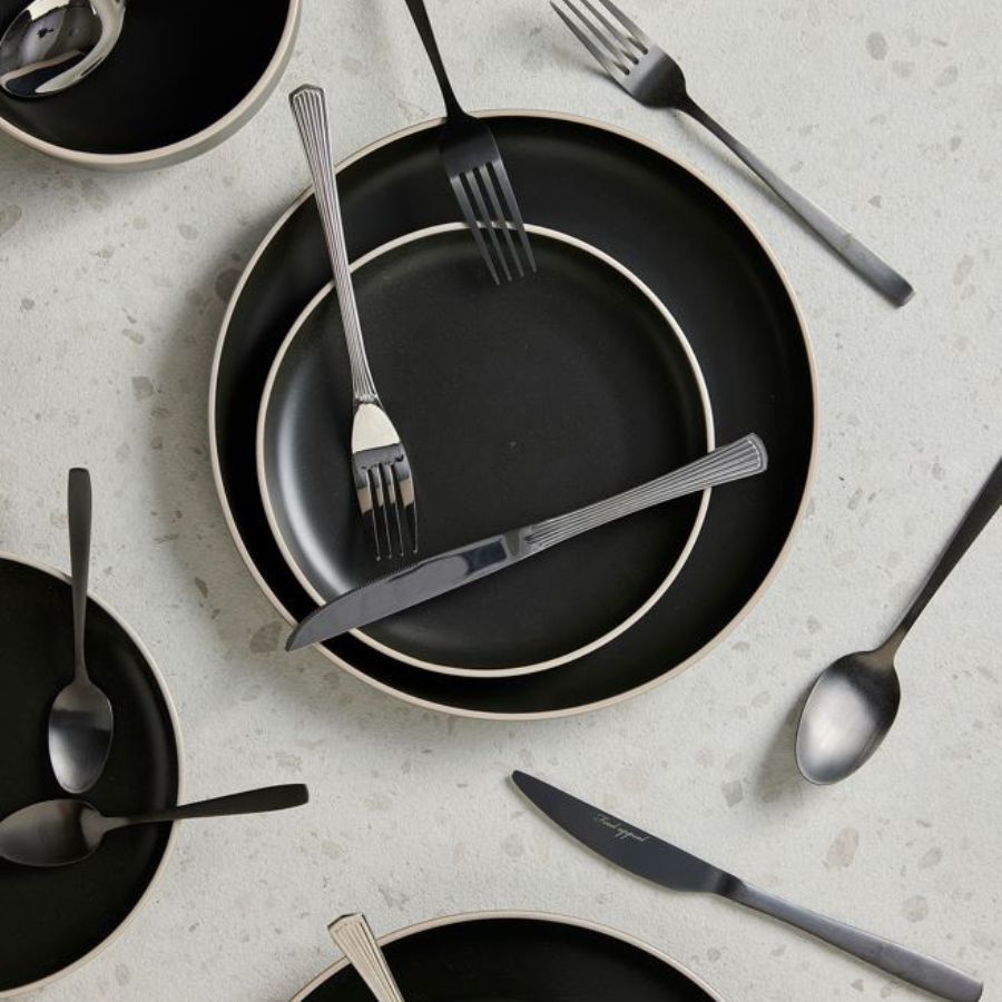 סט סכו"ם נירוסטה מהודר 24 חלקים פסים לאורך Deco