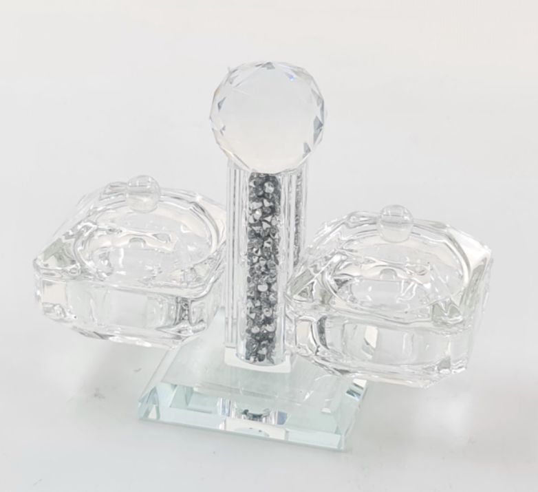 מלחיה קריסטל - מרובעת אבני כסף + מכסים