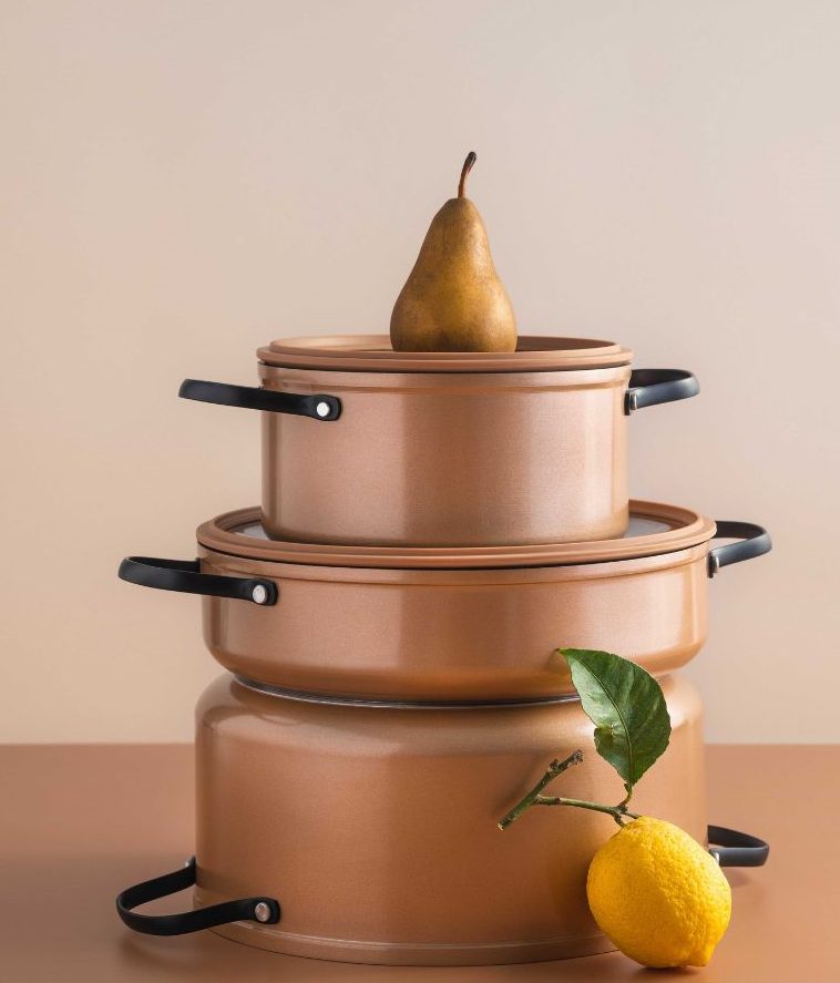 סט סירים 10 חלקים - REGAL נחושת ידיות שחורות