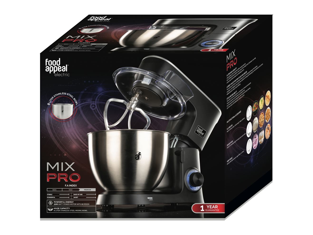 מיקסר מקצועי 8 ליטר 1100W | MIX PRO מבית Food appeal