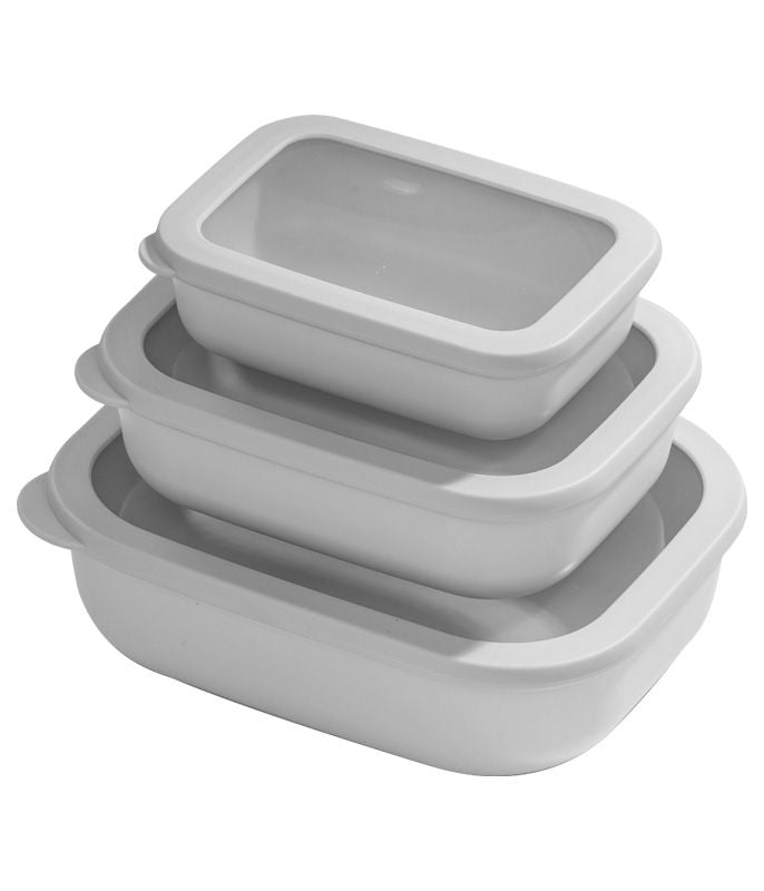 סט 3 קופסאות אחסון פלסטיק ממוחזר NESTY לבן מעושן