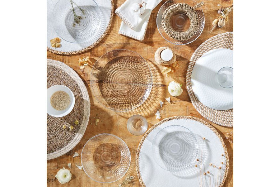 צלחת זכוכית - מנה ראשונה שקופה 19 ס"מ דגם פמפיל