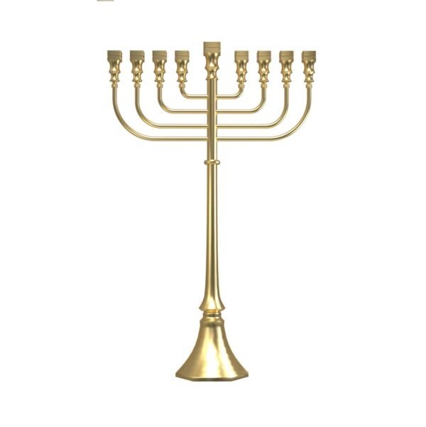 חנוכיה מתכת - דגם מנורה מרובעת זהב מתכת גובה 125 אורך 80 ס”מ