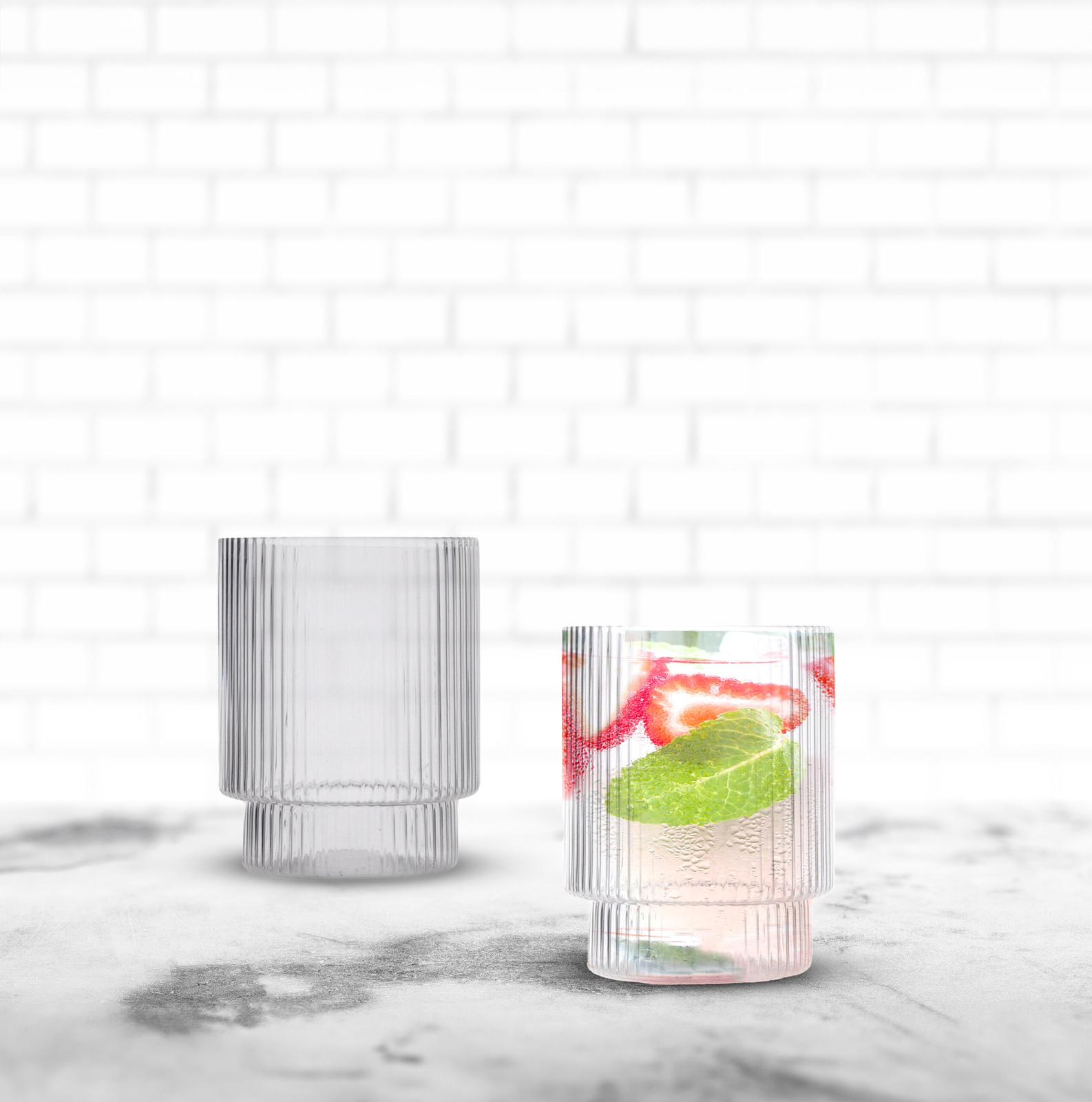 סט 6 כוס שתייה קרה - דגם פסים 285 מ"ל