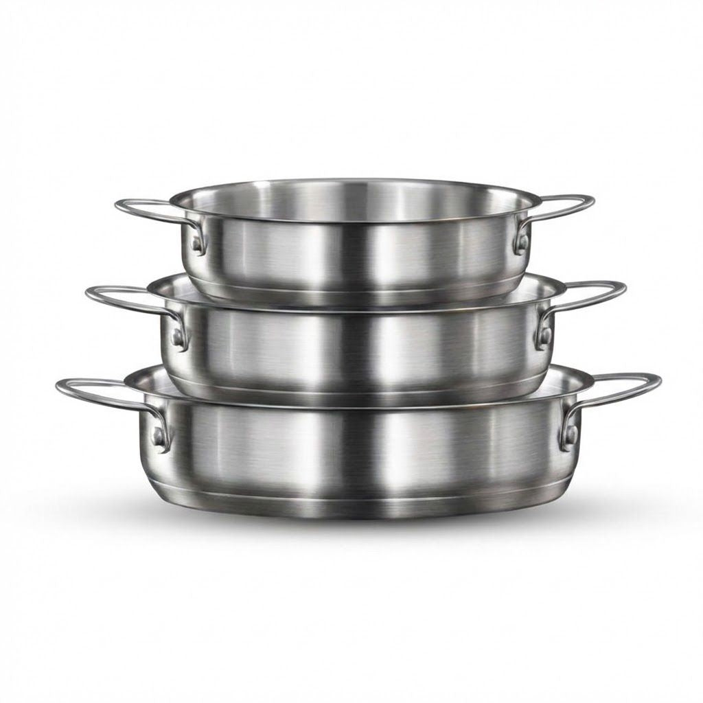 סט 3 סוטאז'ים נירוסטה ללא מכסה - 20/22/24 ס"מ BELLA