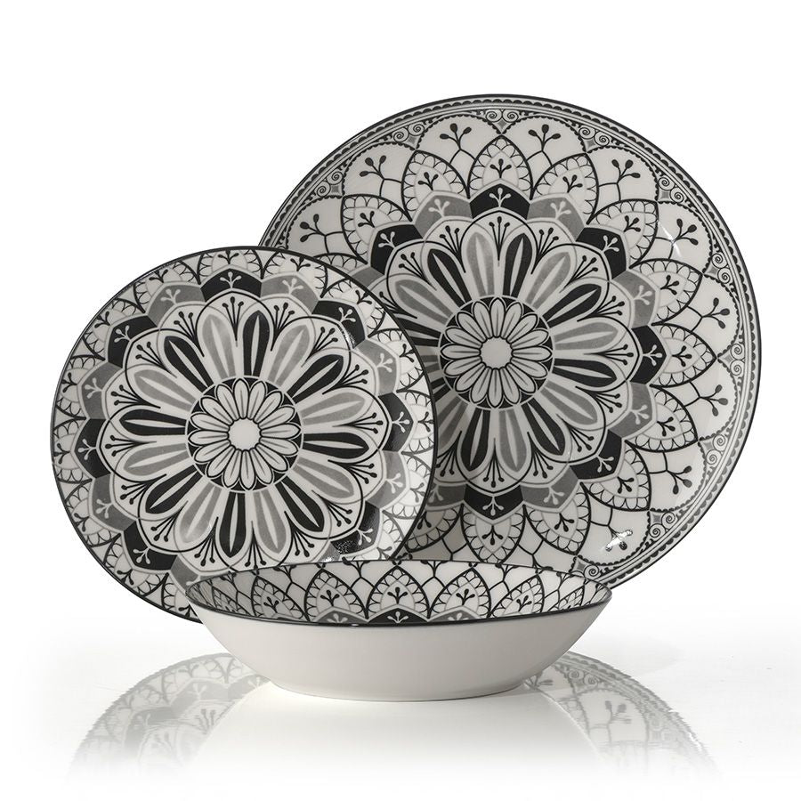 סט צלחות 18 חלקים TANGIRA פורצלן שחור מבית Food appeal