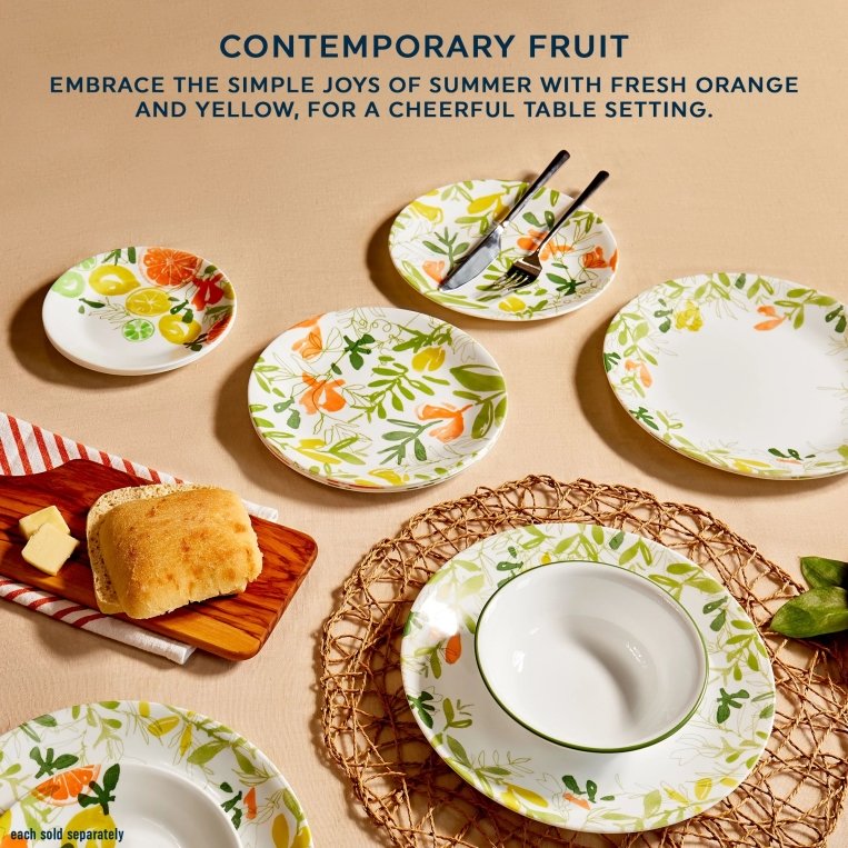 סט צלחות 18 חלקים , דגם Contemporary Fruit קורנינג CORELLE