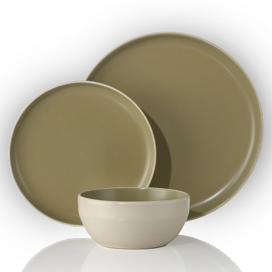 סט צלחות 18 חלקים קרמיקה TWIST ירוק