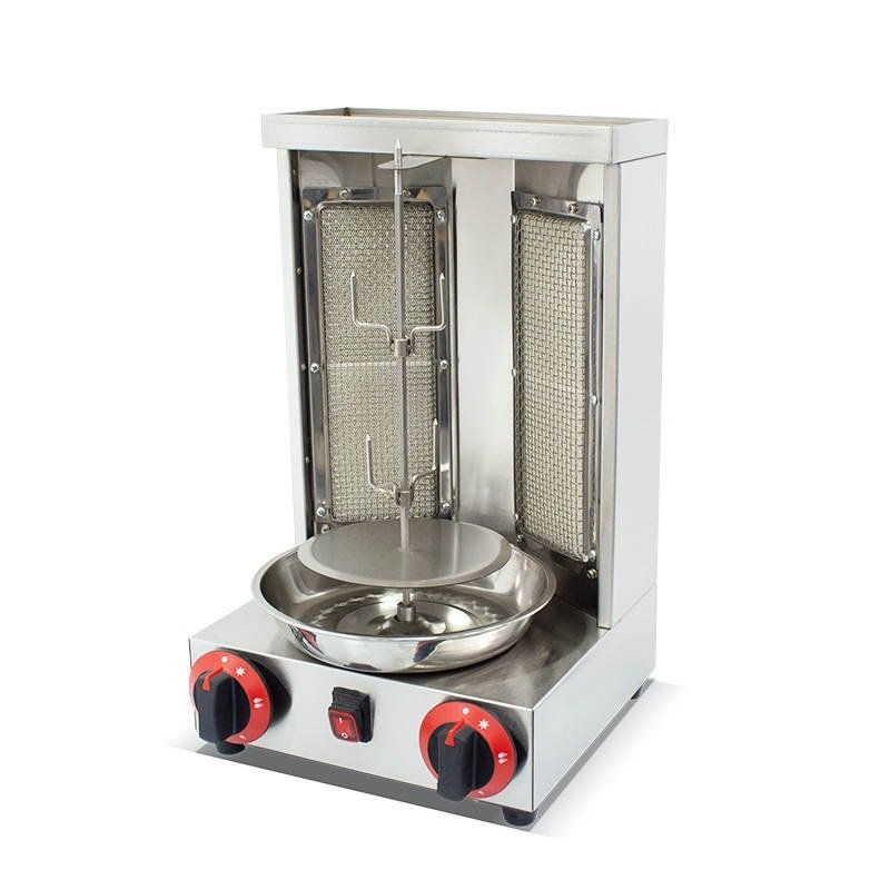 מכשיר שווארמה גז ביתי 2 מבערים 20000 BTU + כף לאיסוף בשר