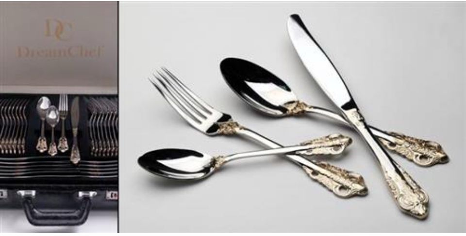 מזוודת סכו”ם 72 חלקים – כסף משולב זהב יוקרתי SHILA ZION