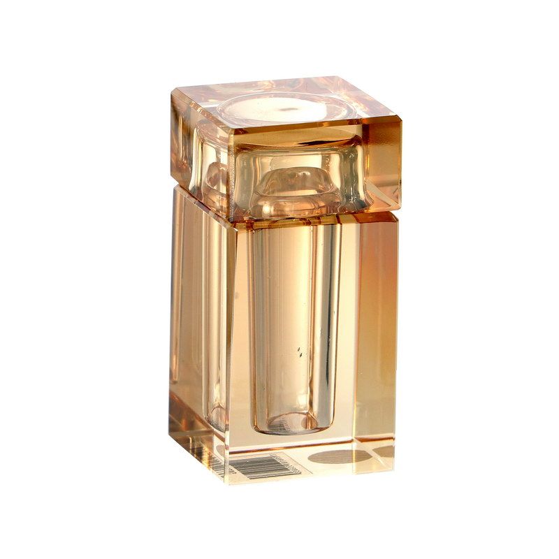כלי לקיסמים - קריסטל מרובע זהב ענבר 4X4 ס"מ גובה 8 ס"מ