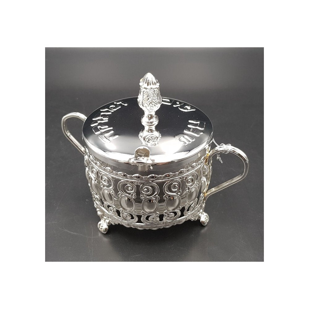 כלי לדבש - כסף 'שנה טובה ומתוקה' + כפית