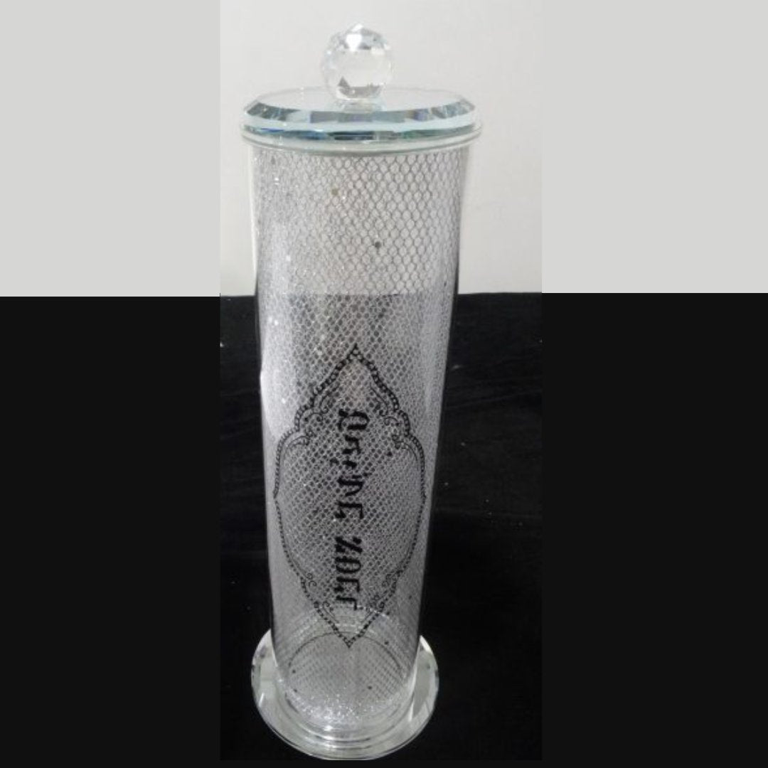 קופסא למגילה - קריסטל סליל כסף 36 ס"מ 'מגילת אסתר'