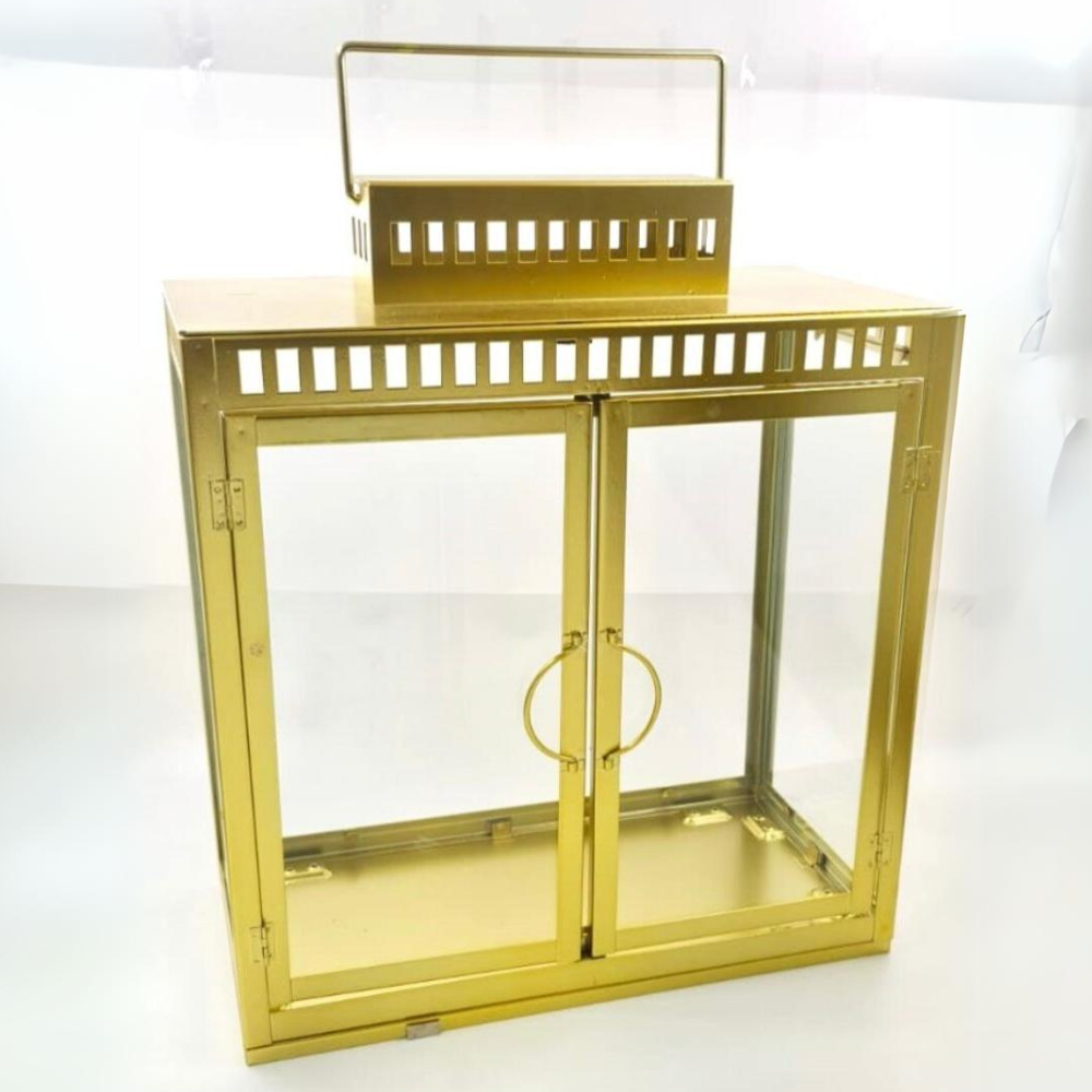 תיבה לחנוכיה - 50 ס"מ זהב זכוכית מחוסמת 40X20X50 ס"מ