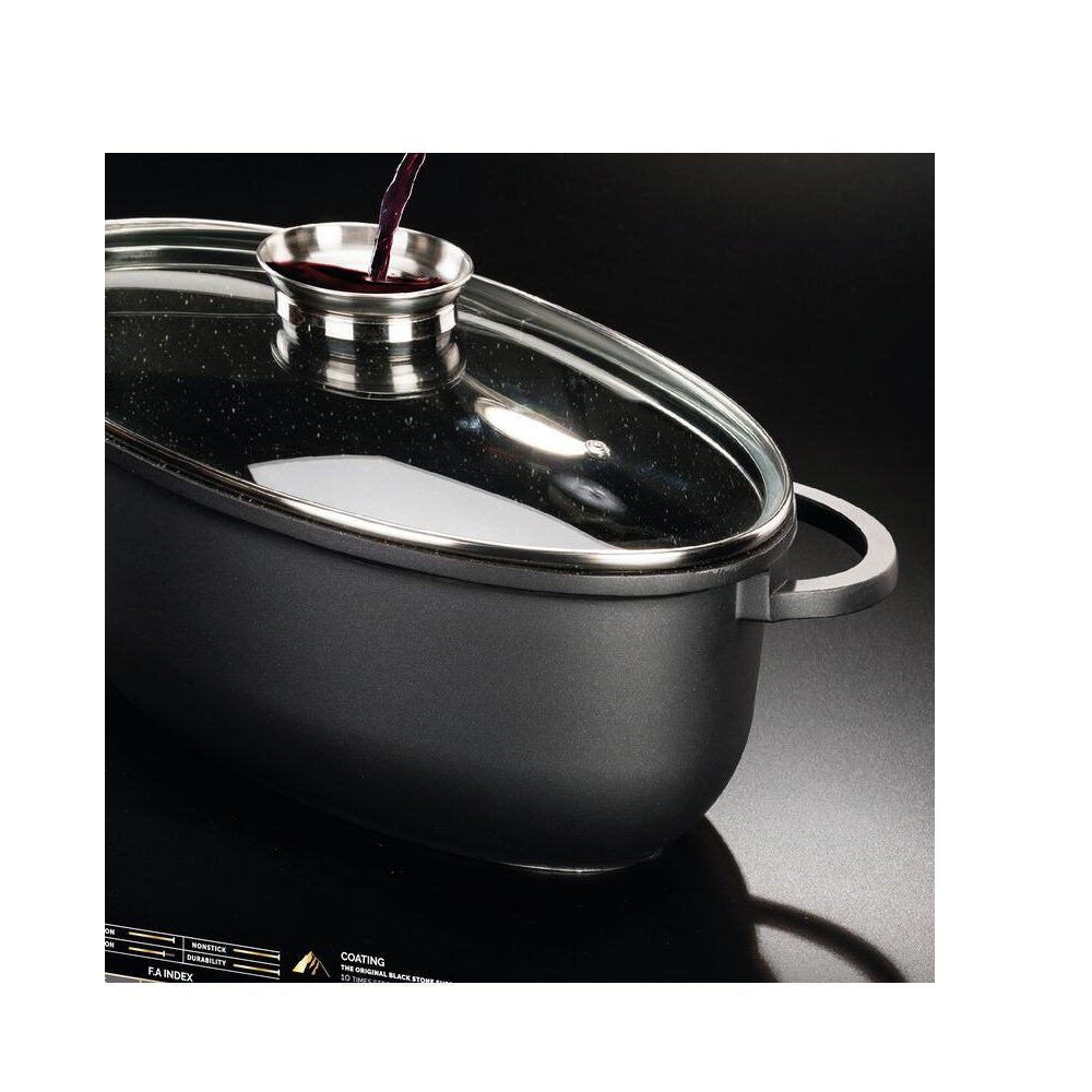 רוסטר אובלי עם מכסה ארומטי 8 ליטר BLACK MARBLE