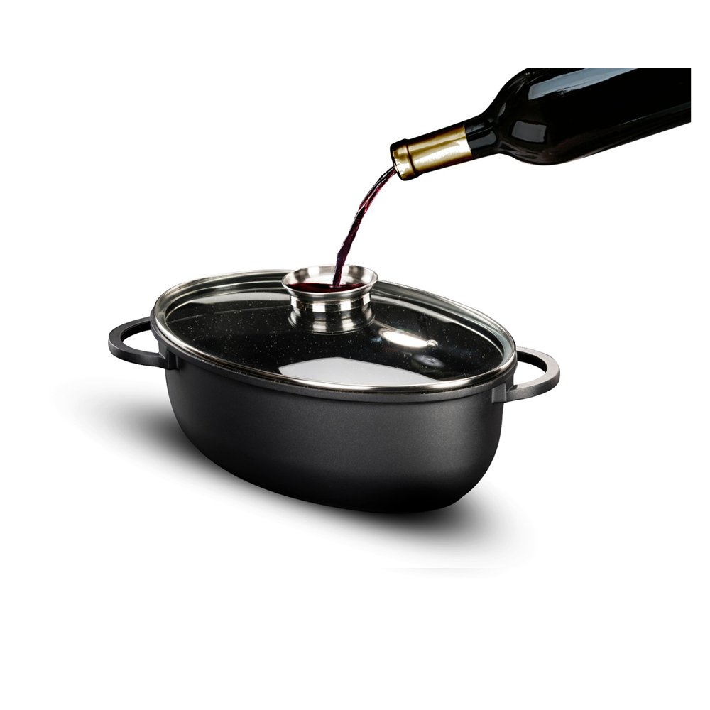 רוסטר אובלי עם מכסה ארומטי 8 ליטר BLACK MARBLE