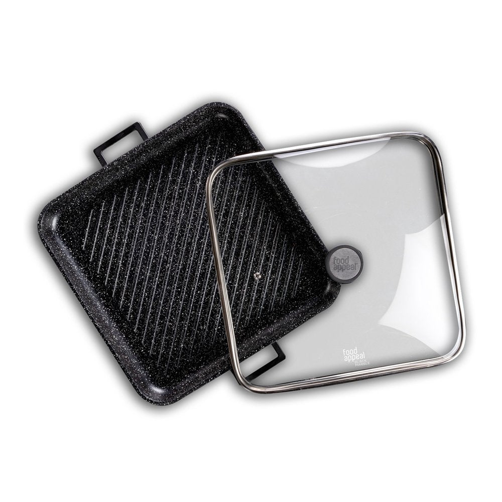 מגה פלאנצ'ה להכנת גריל ביתי ללא עשן 34*34 ס"מ BLACK MARBLE