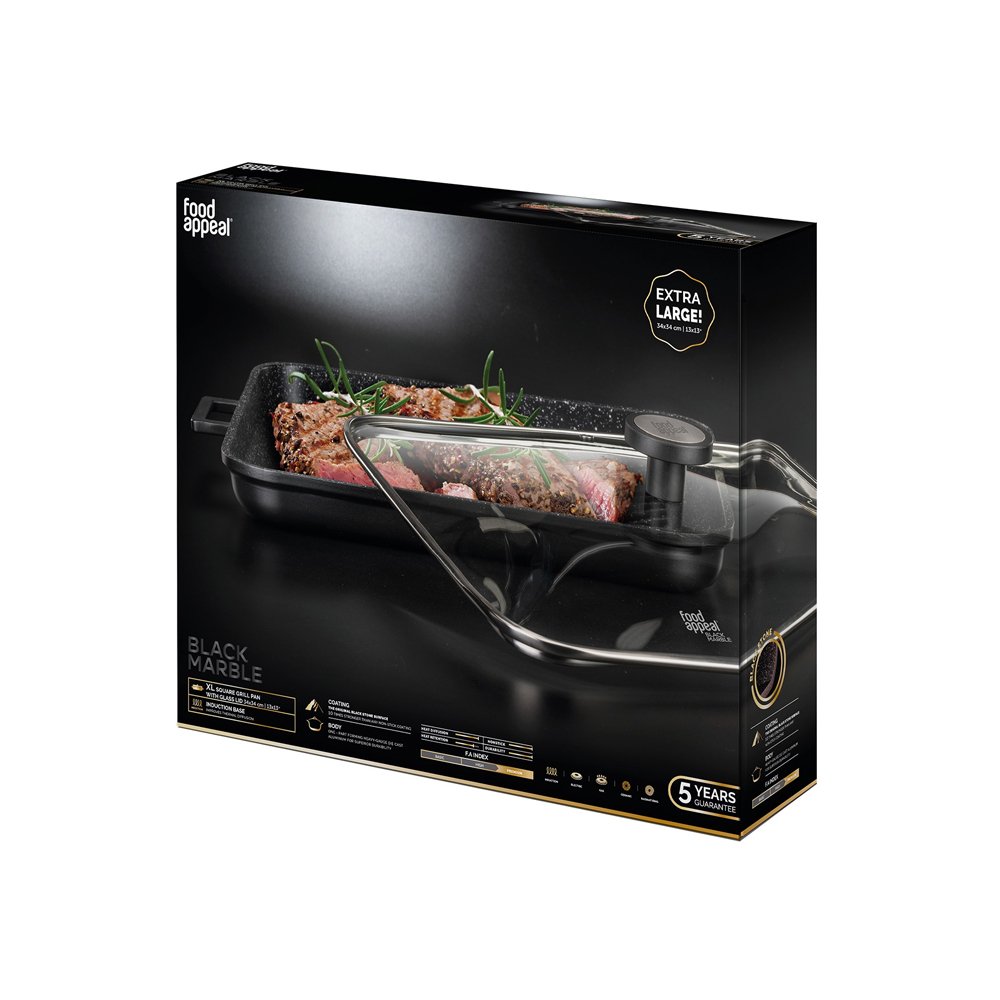 מגה פלאנצ'ה להכנת גריל ביתי ללא עשן 34*34 ס"מ BLACK MARBLE