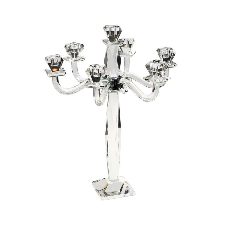 פמוט 7 קנים - קריסטל מפותל 53 ס"מ