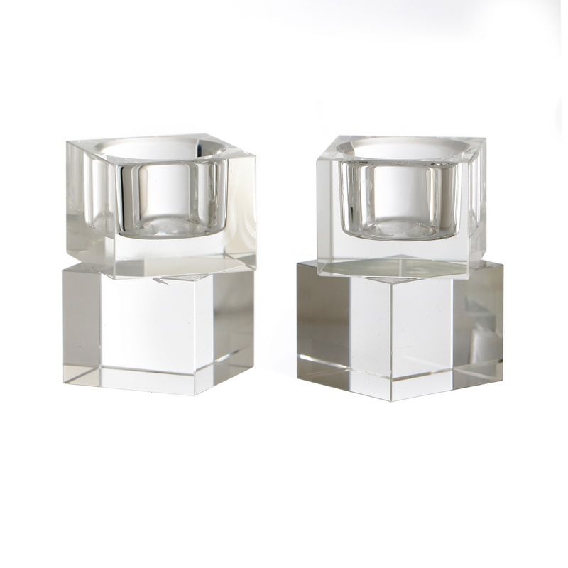 זוג פמוט - קריסטל מרובע 5X5 ס"מ גובה 8 ס"מ