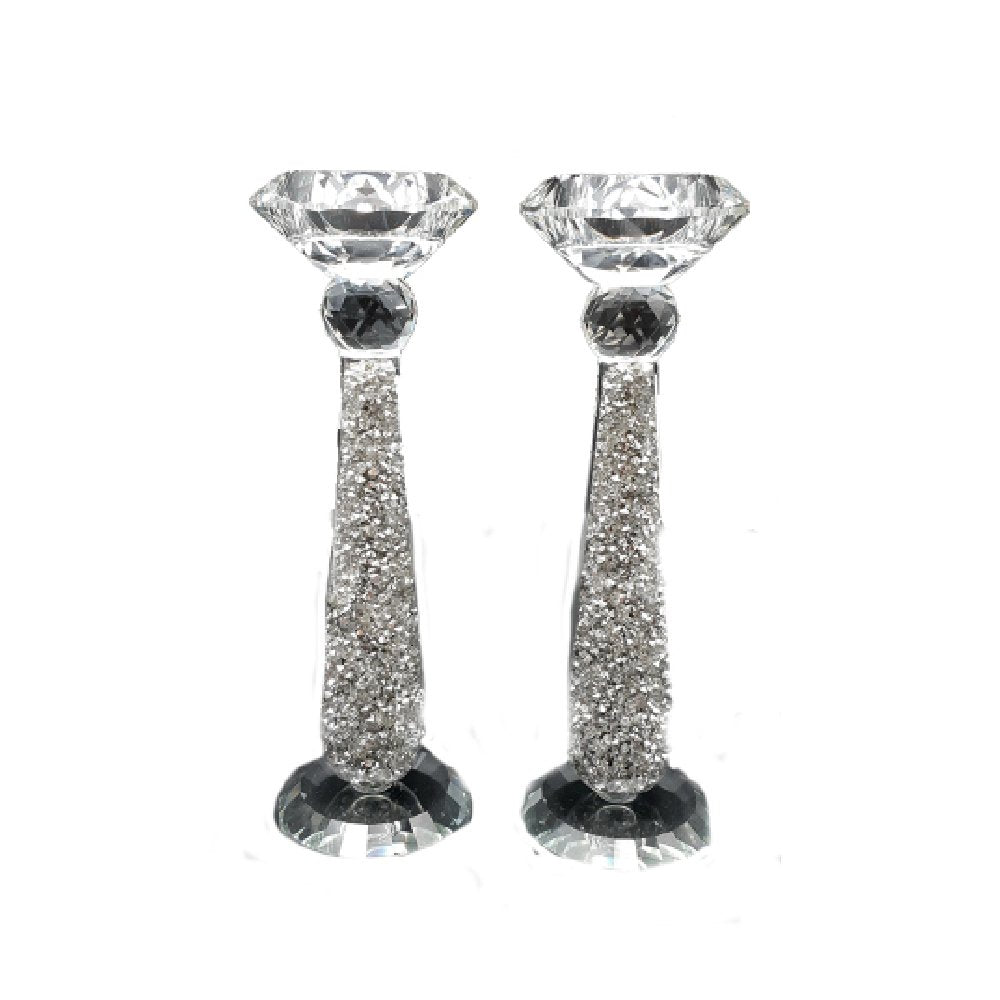 זוג פמוט - קריסטל רסיסי כסף 22 ס"מ