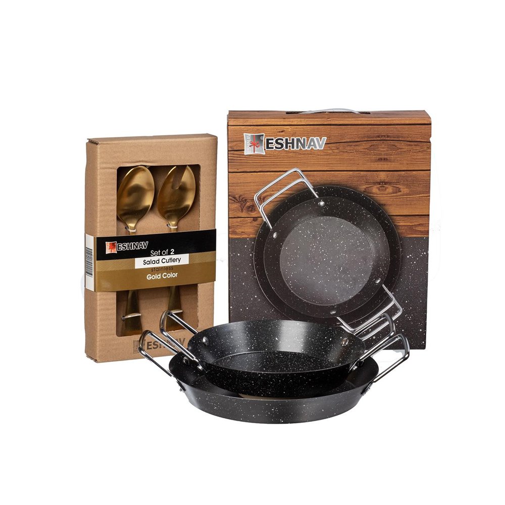 זוג מחבתות שקשוקה אלומיניום שחור 22 ס"מ + 26 ס"מ