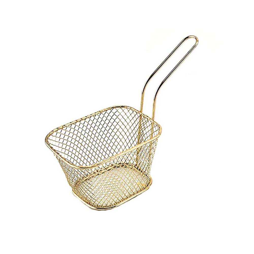 סלסלת הגשה זהב מיני גדול  עם ידית  – 10×15 ס”מ