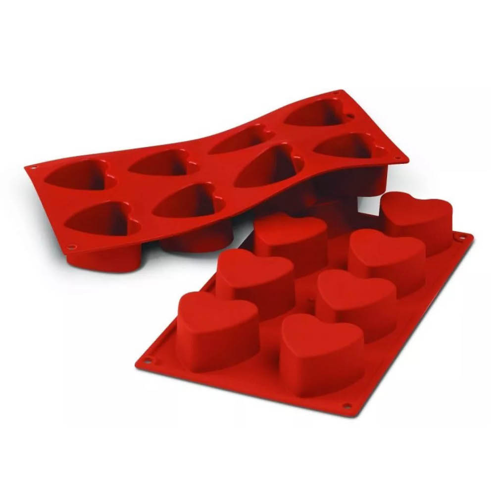 תבנית סיליקון לבבות 8 שקעים Silikomart