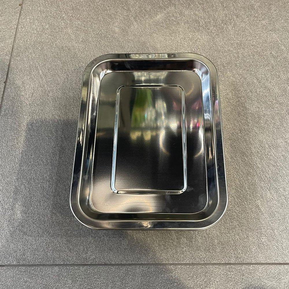 תבנית נירוסטה לאחסון וחימום 32X22X7 ס"מ  - כולל מכסה