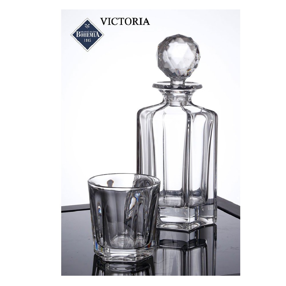 סט דיקנטר וויסקי 700 מ"ל + 6 כוסות קריסטל 220 מ"ל בוהמיה VICTORIA