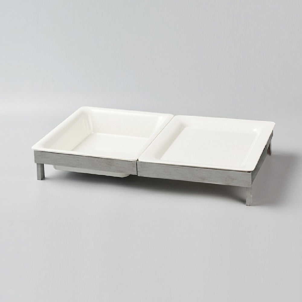 הסדר בשולחן - סטנד נפתח מנירוסטה להנחת מגשים וצלחות למרכזי שולחן 32X53 ס"מ