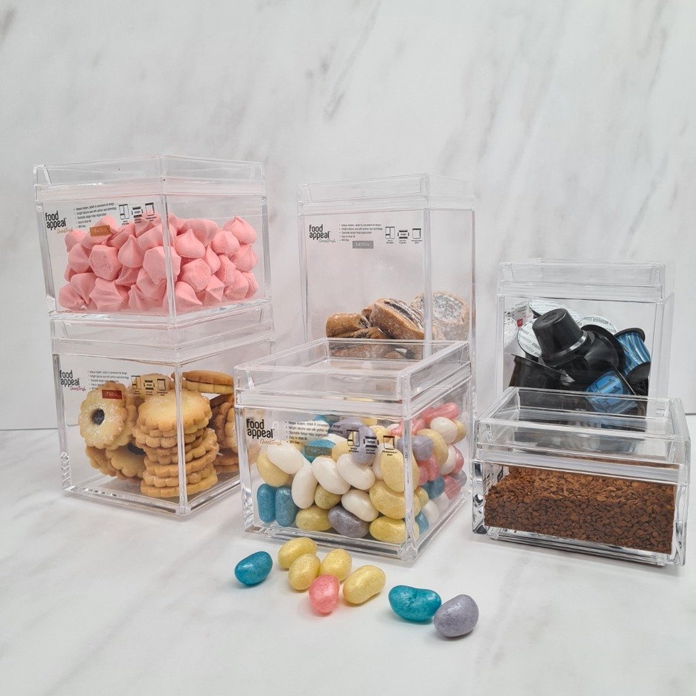 סט 6 קופסאות אחסון שקופה CLEAR &amp; FRESH - 990ML