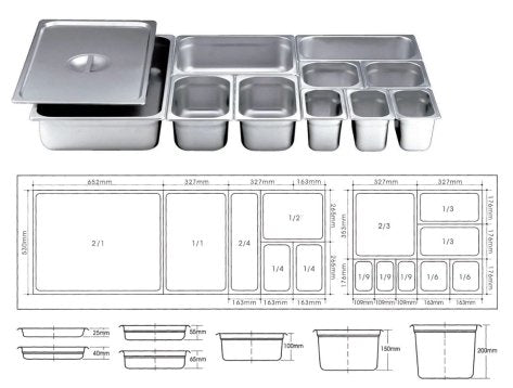 תבנית גסטרונום 1/9/150 נירוסטה 0.6 מ"מ 1.5L