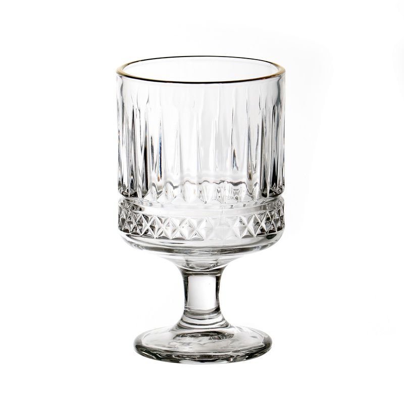 סט 6 כוס גביע - זכוכית פסים שקופה ופס זהב 210 מ"ל X5502D