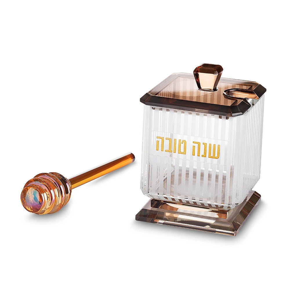 כלי מהודר לדבש - מקריסטל 10x6.5 ס"מ - רוז גולד
