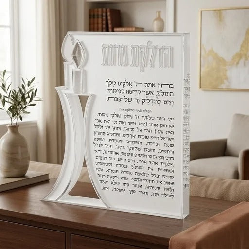 בלוק אקרילי - הדלקת נרות עם עיצוב נרות מובלטים כסף