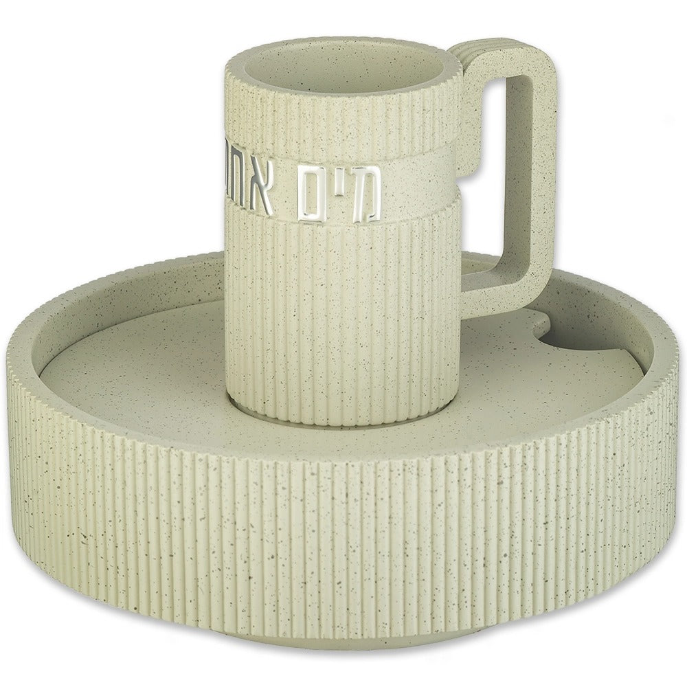 כלי למים אחרונים - פולימר בטון מתפרק גוון בטון כהה כיתוב כסף 14 ס"מ