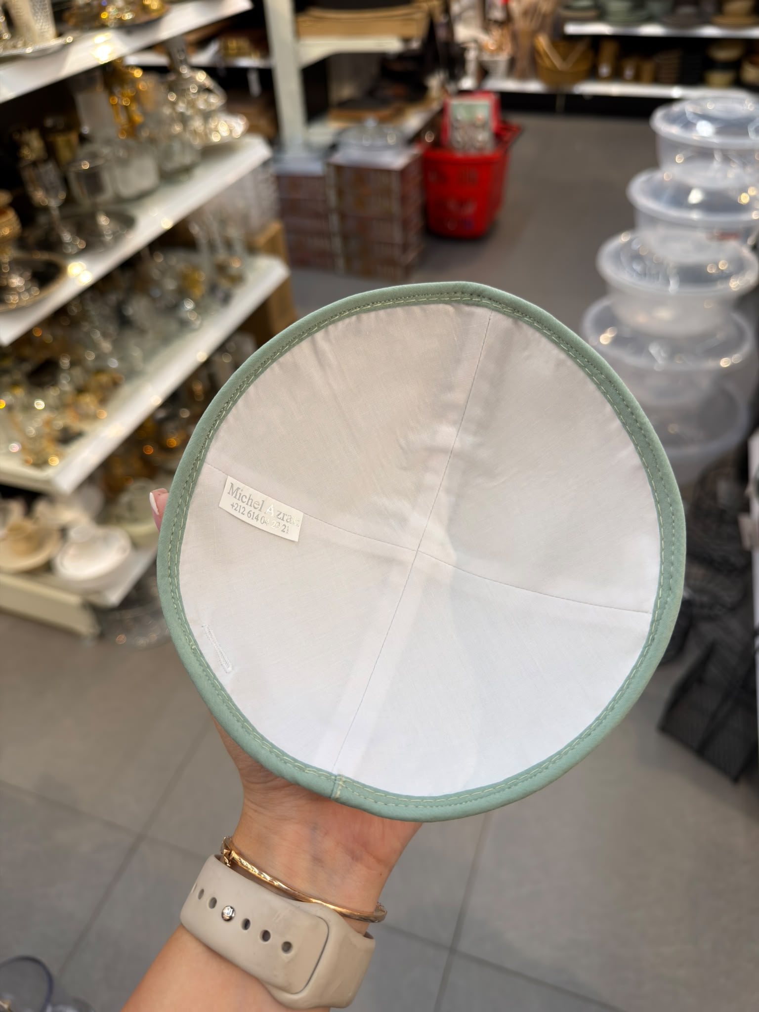 כיפה קטיפה מרוקאית 18 ס״מ – ירוק מנטה 'רבי מאיר בעל הנס׳ כתוביות ירוק מנטה