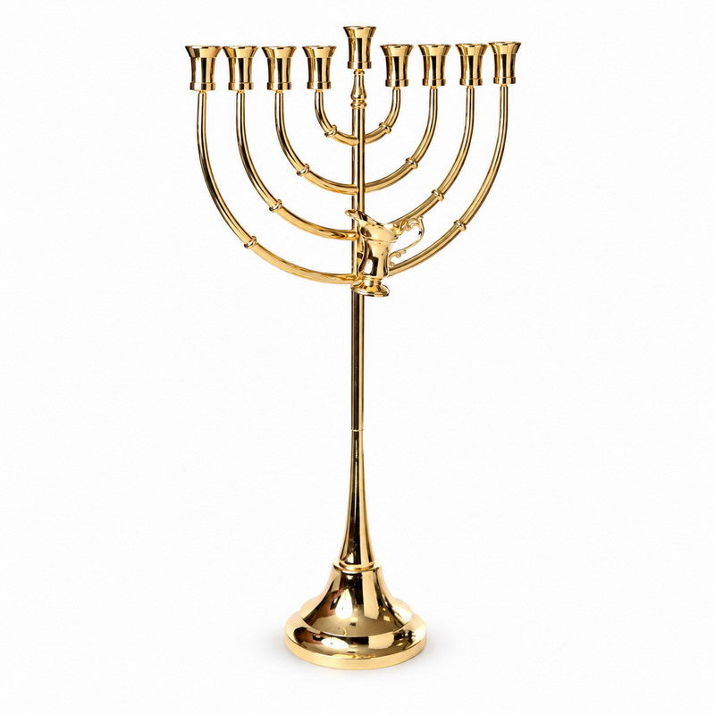 חנוכיה מתכת - דגם כד השמן כסף מתכת גובה 68 אורך 40 ס"מ