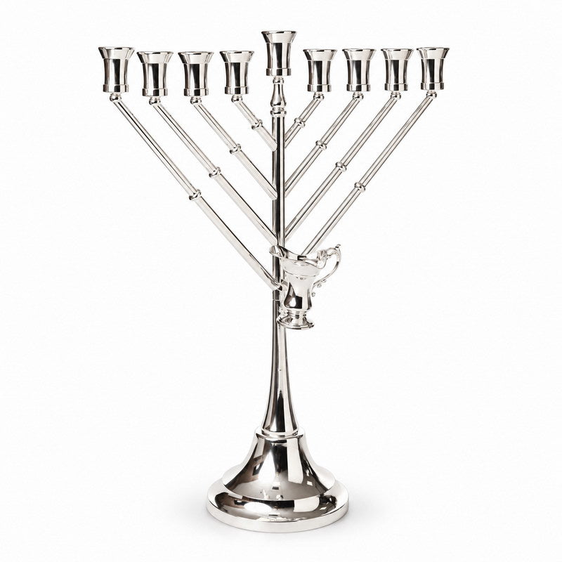 חנוכיה מתכת - מתכת כסף דגם חב"ד גובה 51 אורך 40 ס"מ