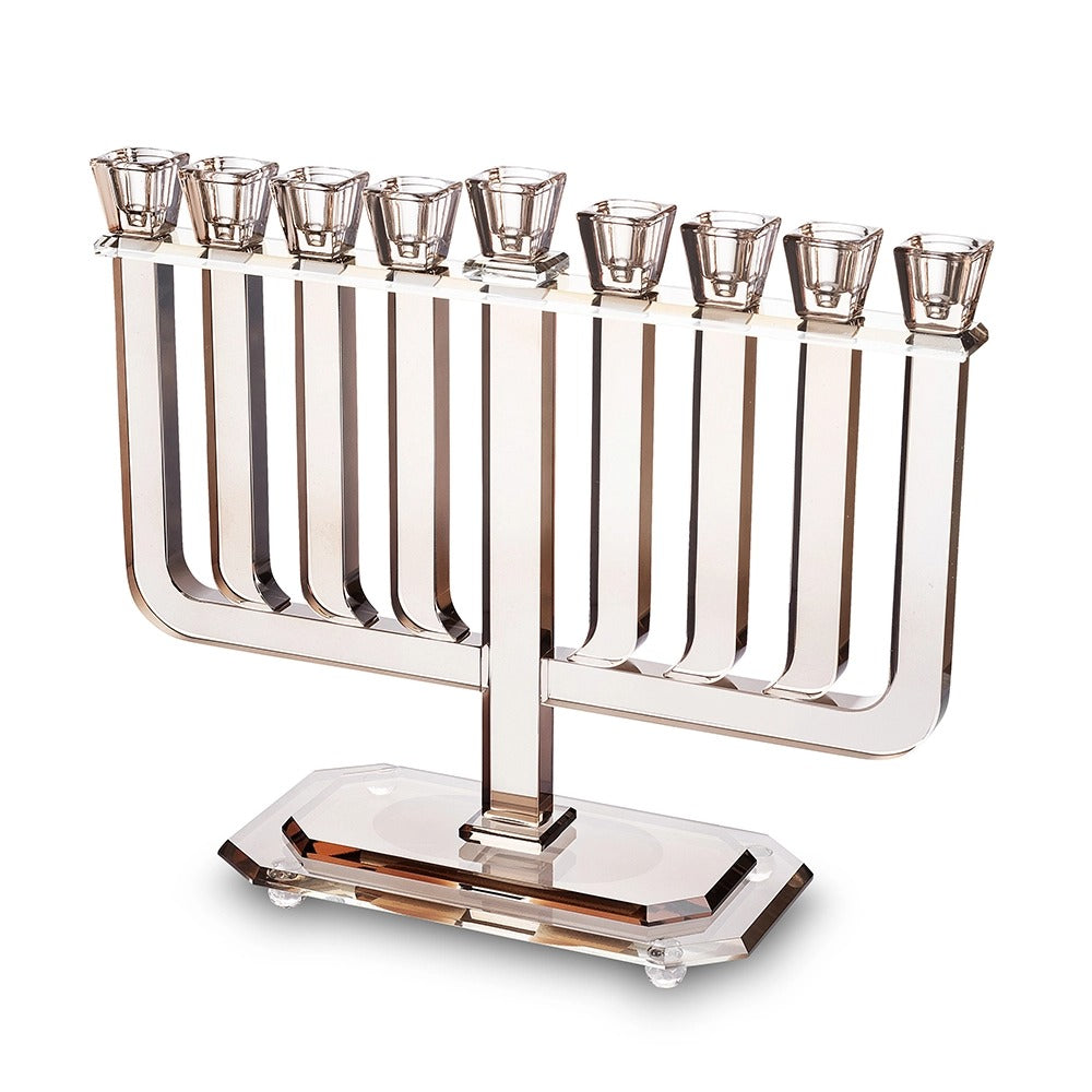 חנוכיה קריסטל - מהודרת 32x35 ס"מ  רוז גולד