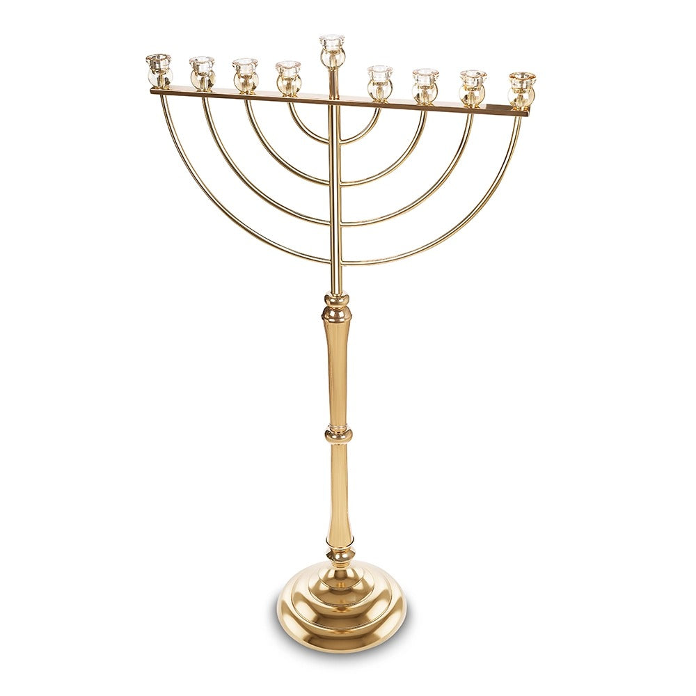 חנוכיה מתכת - "אור הזהב" מתכת רוז גולד ענקית 131X72 ס"מ