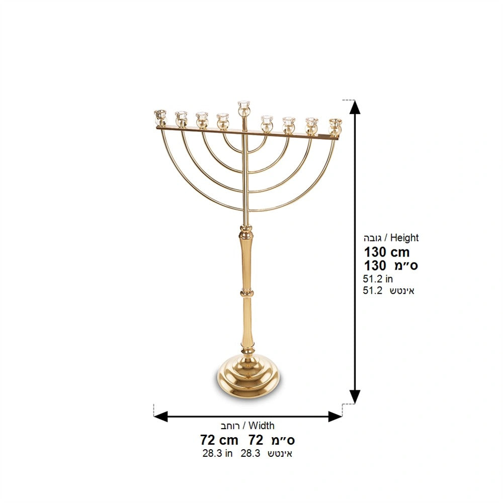 חנוכיה מתכת - "אור הזהב" מתכת רוז גולד ענקית 131X72 ס"מ