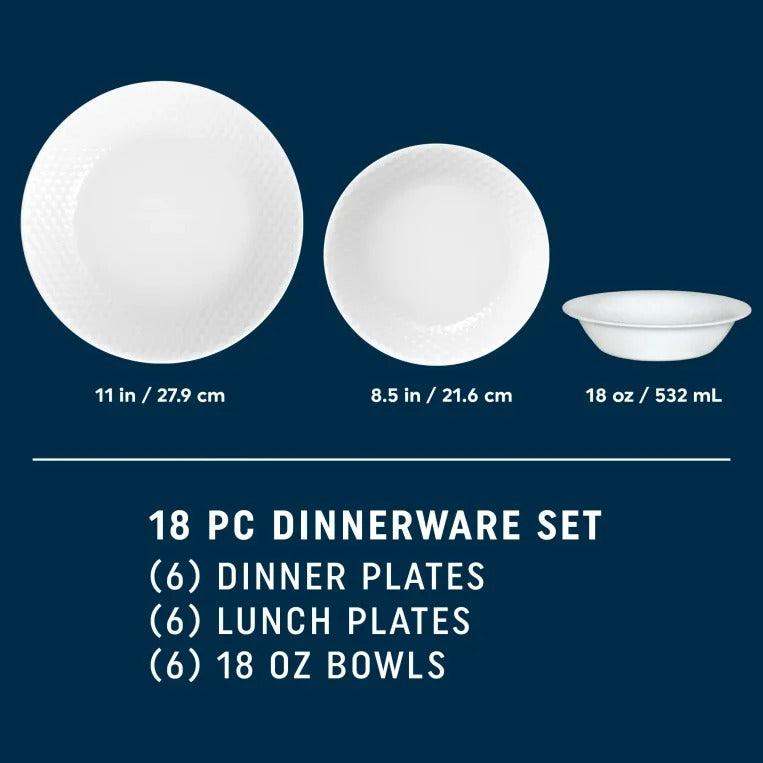 סט צלחות 18 חלקים דגם Honeybee מבית קורנינג CORELLE