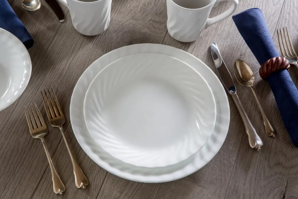 סט צלחות 18 חלקים דגם Enhancements מבית קורנינג CORELLE